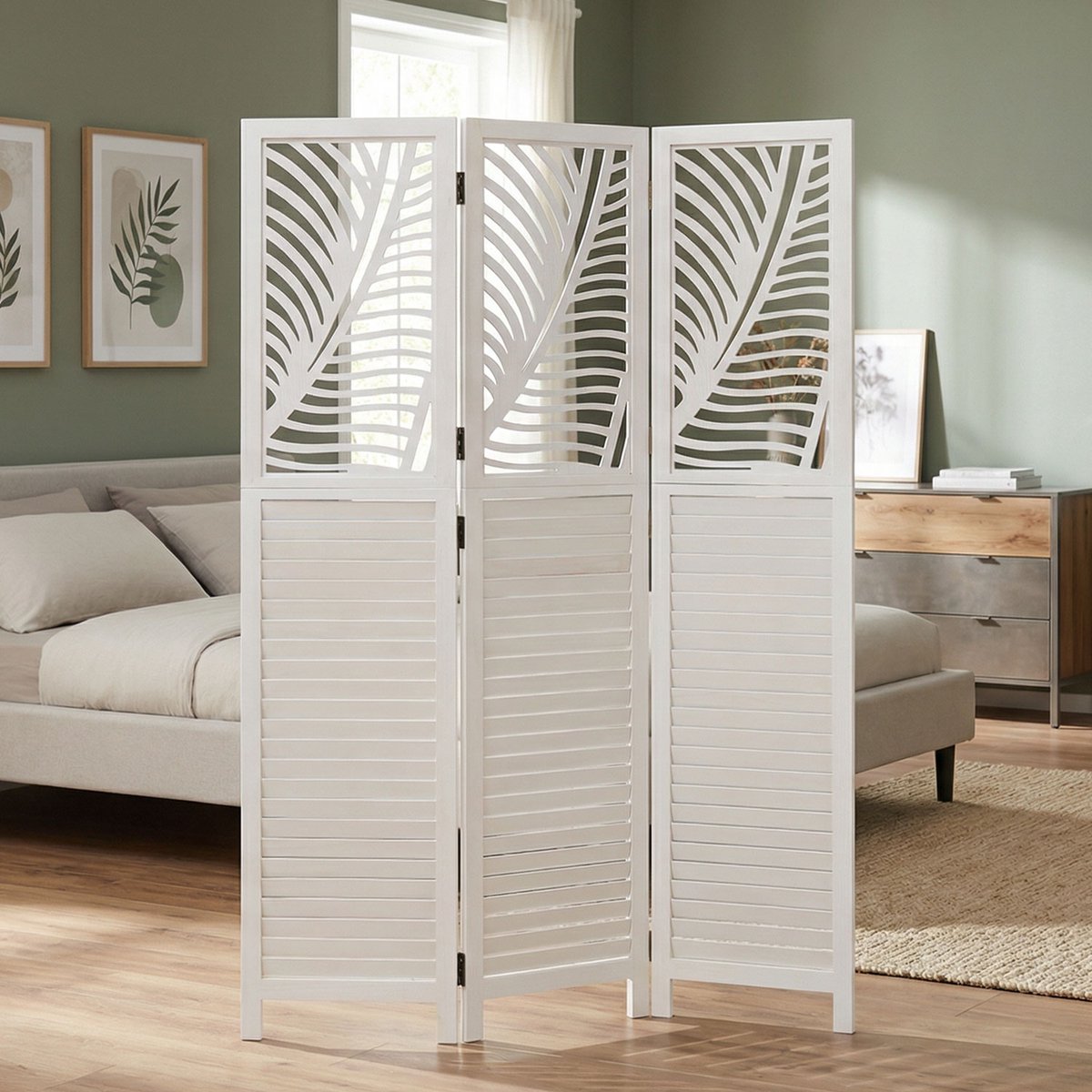Homestyle4u Kamerscherm - 120x170 cm - Wit - 3-delig