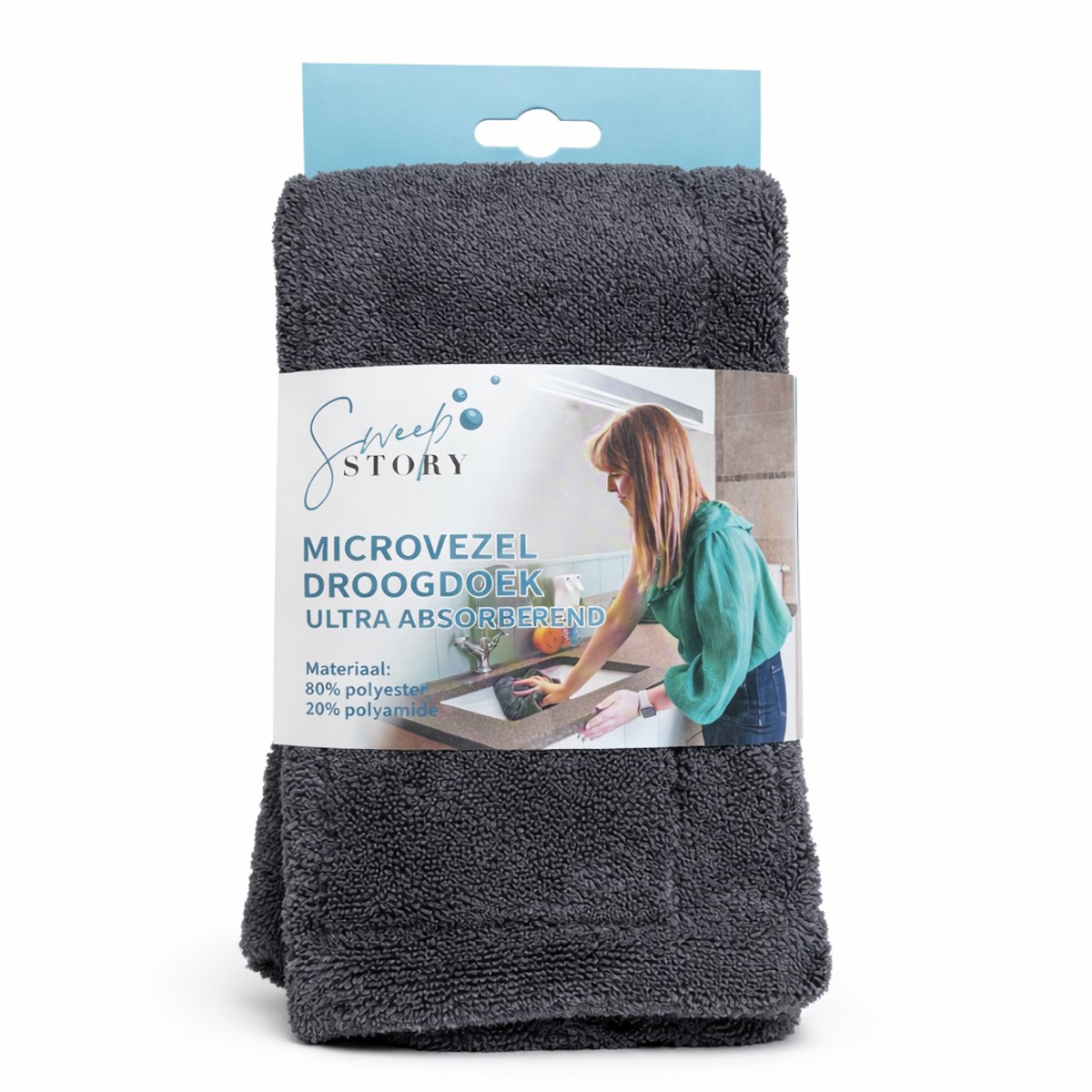Sweep Story Schoonmaakdoek - Droogdoek - huishouddoek - watermagneet - Grijs/Grijs - 40x60 cm
