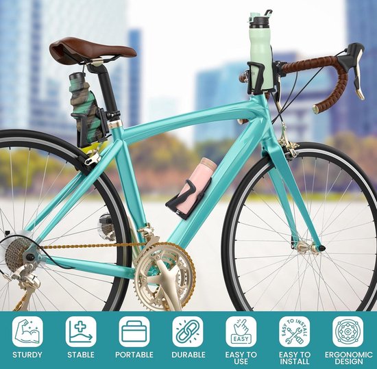 Allecto - Verstelbare fiets drinkfleshouder - Fiets bidonhouder - Geschikt voor alle fietsen - Zwart - 360 graden rotatie - Stevige bevestiging - Handig accessoire voor fietsers — afbeelding 4