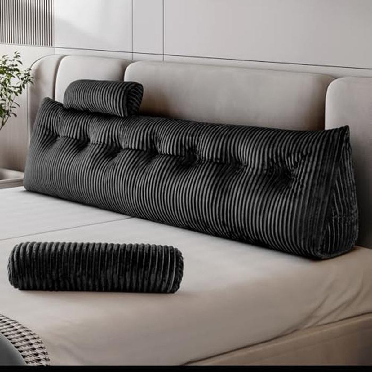 Wigvormig Leeskussen met Zijvak en Verwijderbare Hoes - Perfect voor Comfortabel Lezen en Relaxen