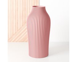Fleuriek - Grote Vaas Roze - H50 cm - Vaas voor zijdenboeket of droogbloemen - Cadeau voor haar - Duurzame tafeldecoratie van gerecycled plastic - Strakke moderne vaas