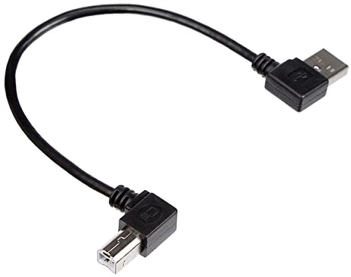 USB A naar USB B adapterkabel 90° gehoekte datakabel 22 cm - Ruimtebesparend en Stabiel