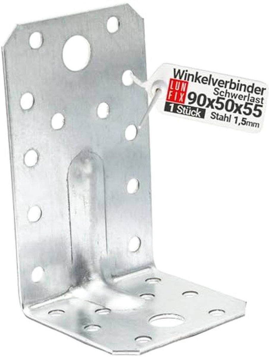 Hoekverbinder voor Houten Constructies - Verzinkt Staal 90mm x 50mm x 55mm