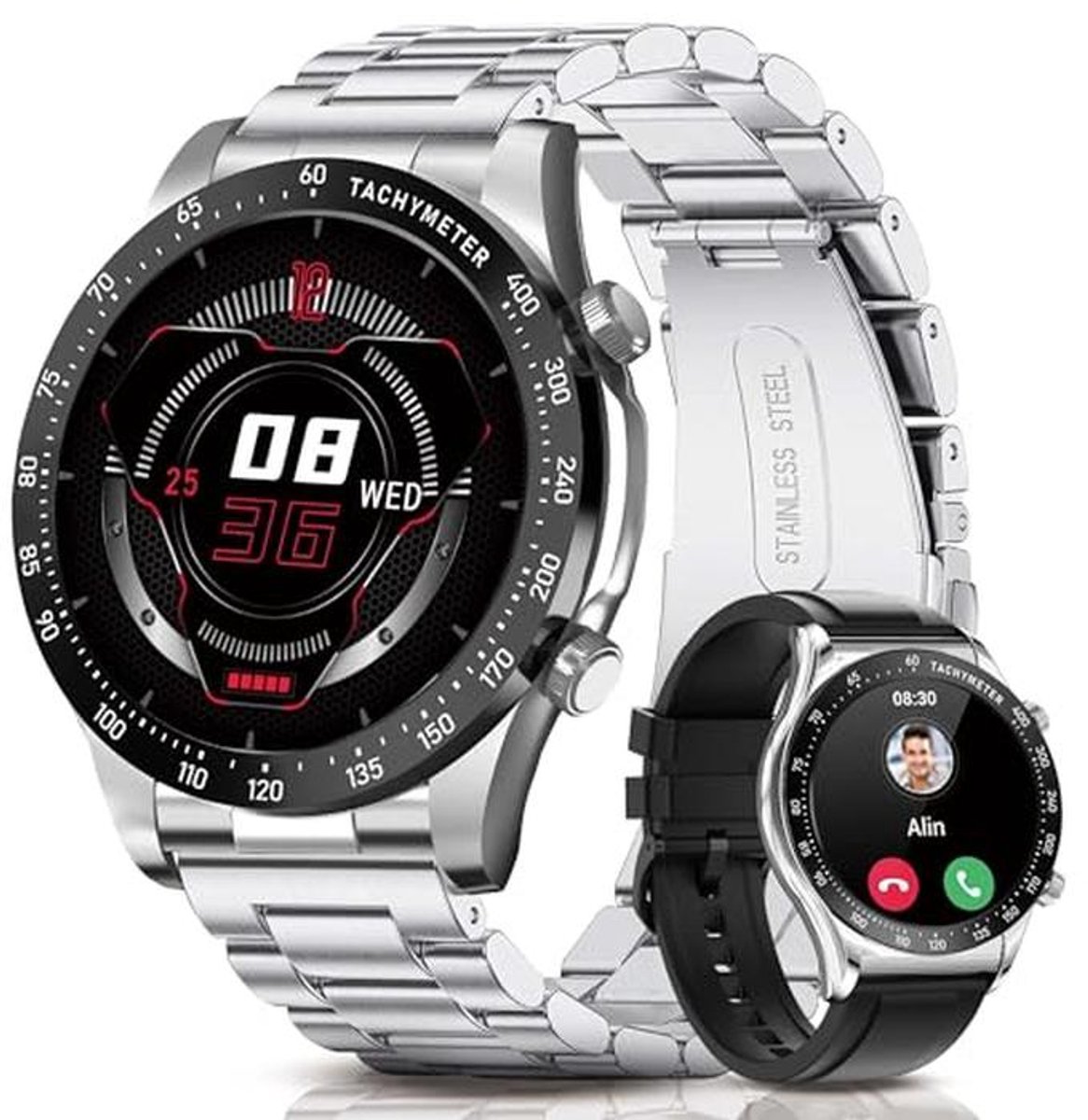 Smartwatch voor heren met AMOLED-display en fitnesstracker