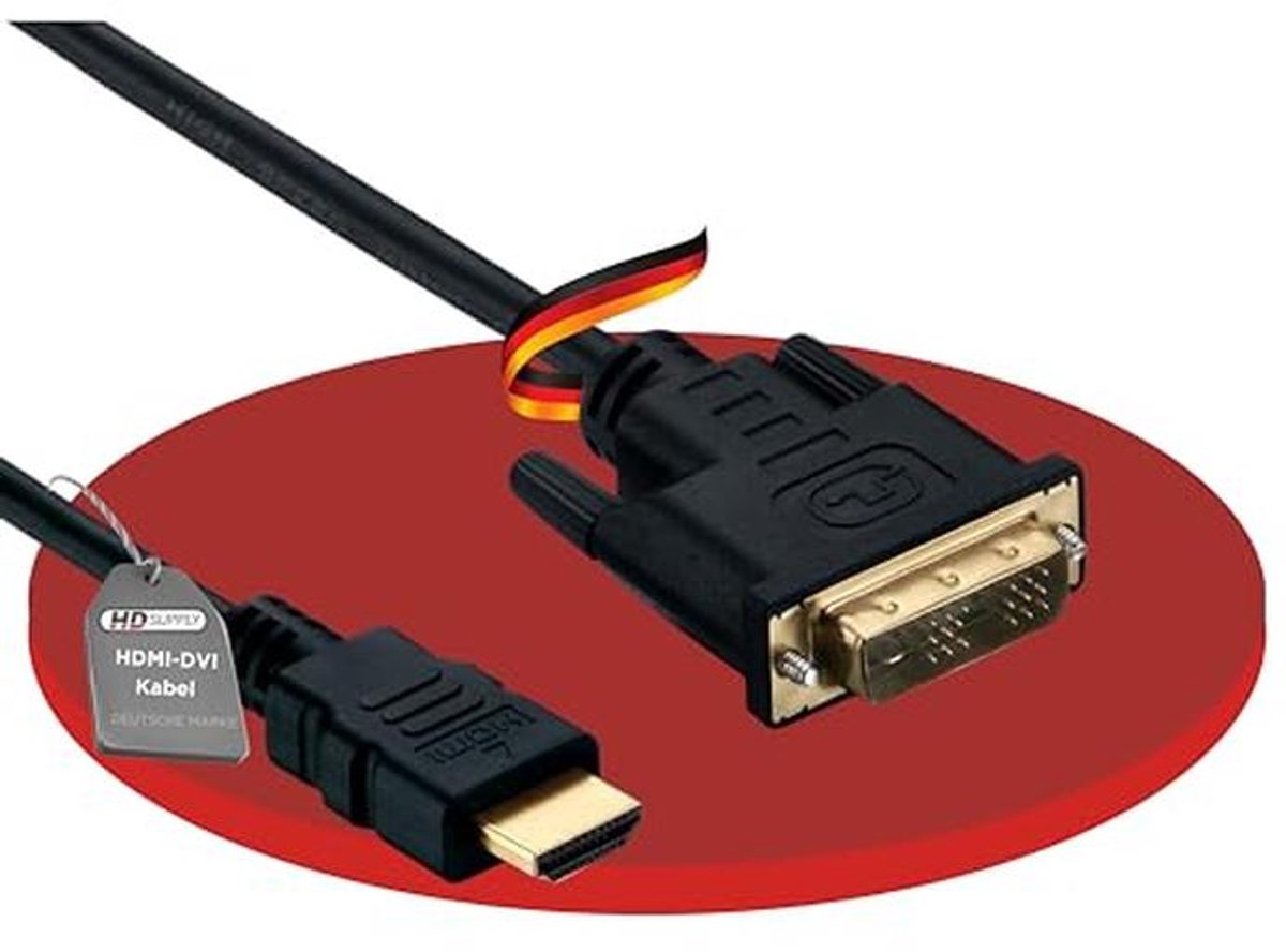 Hoogwaardige HDMI naar DVI-D kabel - 2 meter, vergulde contacten, dubbel afgeschermd, Full HD