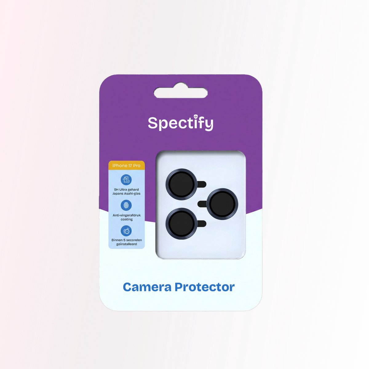 Camera protector iPhone 17 Pro Blauw - Beste kwaliteit - Japans Asahi Glas - Installatie binnen 5 seconden - Camera Beschermer