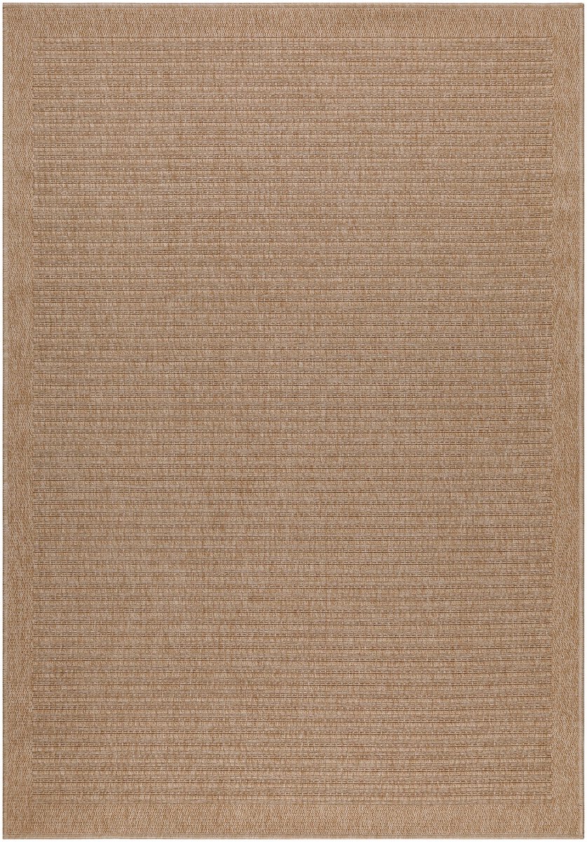 Vloerkleed Dhaka – Taupe/Zwart – Laagpolig met Levendig Design – Voor Binnen en Buiten