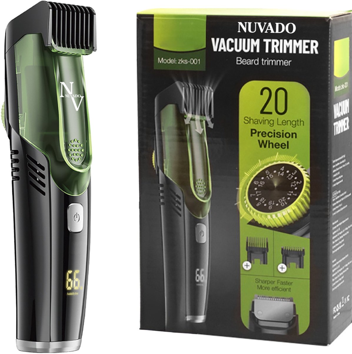 Nuvado Vacuüm Tondeuse Groen - Waterdicht Scheerapparaat - Nuvado - €44,95