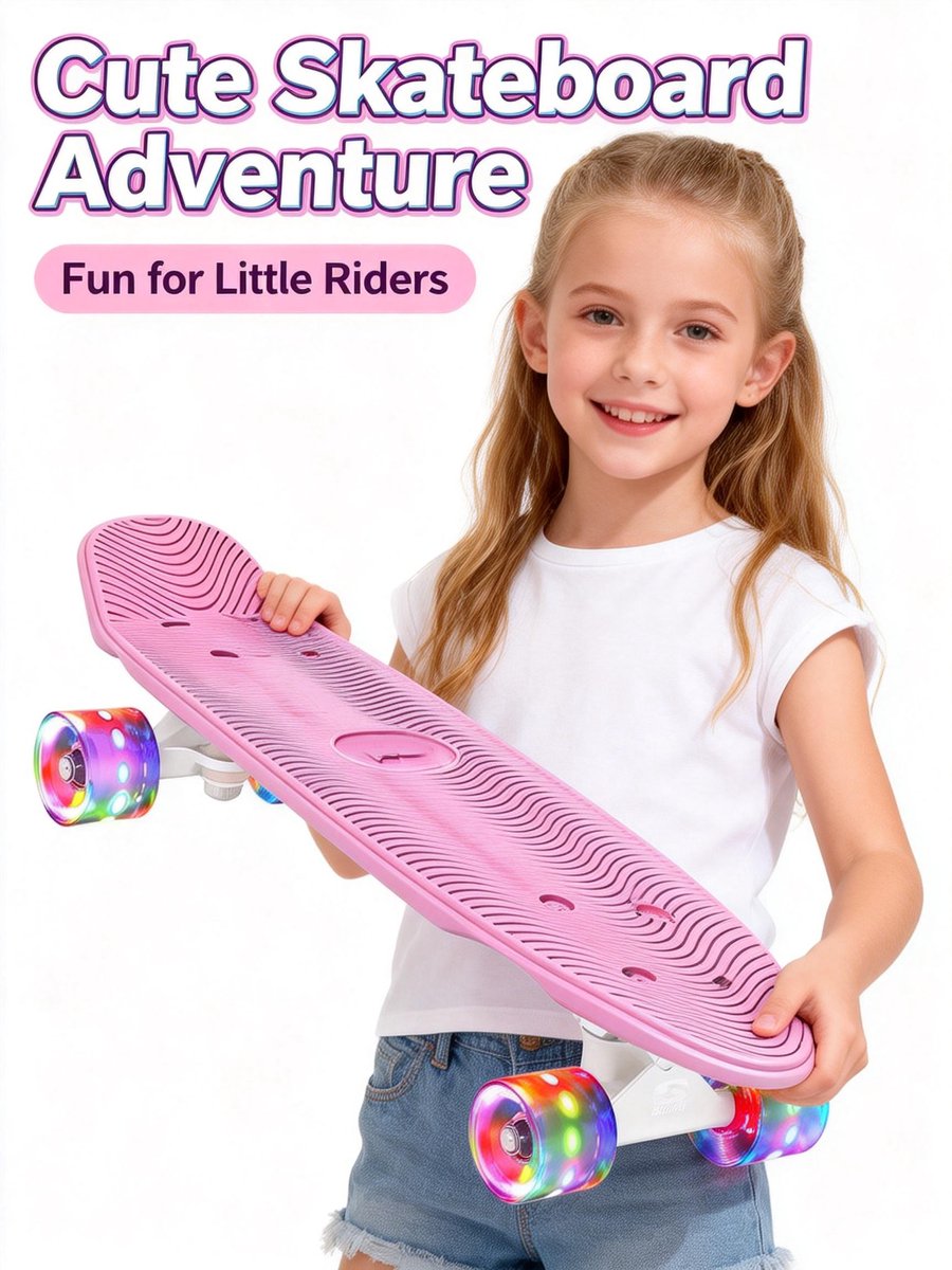 Suotu Skateboard - Wielen met LED-verlichting - ABEC-9 - Tot 50 kg - Skateboard Meisjes/jongens – Skateboard Volwassenen - Roze — afbeelding 5