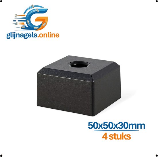 4 STUKS PREMIUM AANSCHROEFVOETEN ZWART 50x50 mm – Vierkante Meubelpoten en Meubelvoeten – Meubelverhogers voor Bank, Kast & Tafel – Kunststof Voeten om Meubels te Ophogen – Beschermt tegen Vocht & Slijtage – Binnen & Buiten geschikt – Incl Schroeven