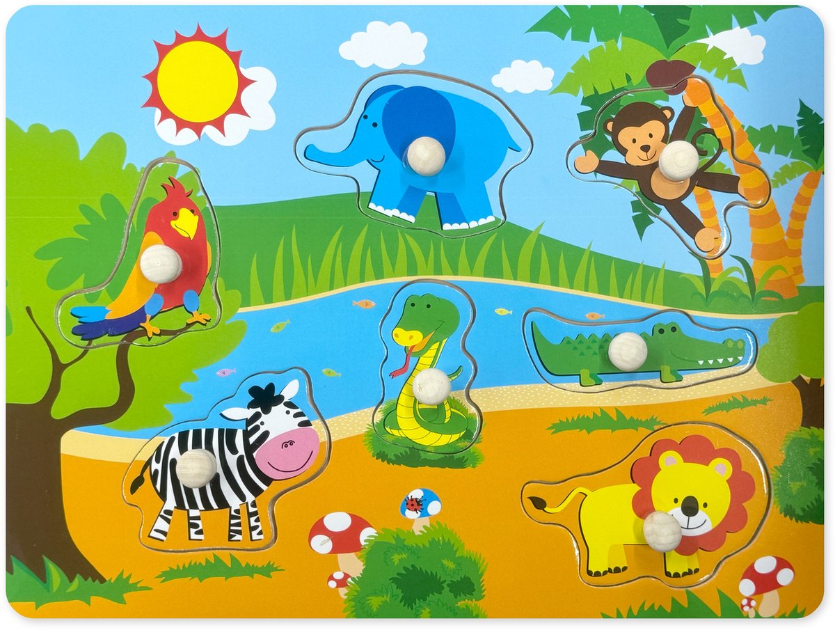 AE Educational - Legpuzzel voor baby & Peuter - Savanne - Dieren - Educatief speelgoed - 1+ jaar