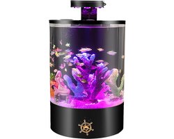 Premium Plexiglas Aquarium met Multicolor LED en Decoratie - Ingebouwde Achterfilter + Verwarming – Compleet met Pomp & Filtermateriaal
