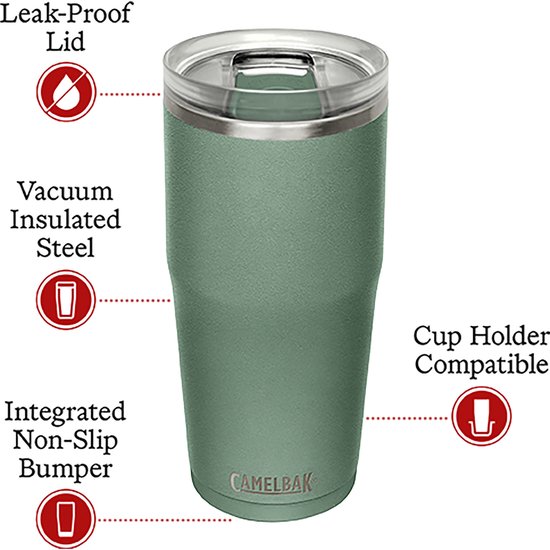 Merkloos Thermosbeker 600 ml - RVS, Groen, Lekvrij — afbeelding 4