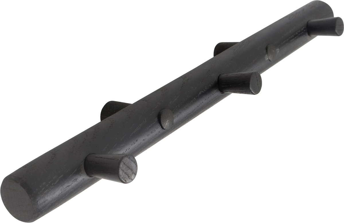 HOME It kapstokrail met 3 haken, zwart eiken