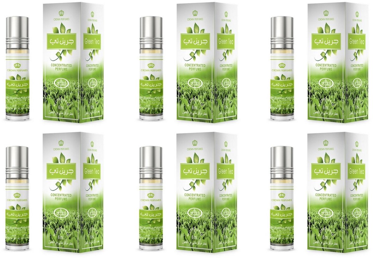 6-pack Green Tea 6ml - Al rehab parfumolie attar roll on