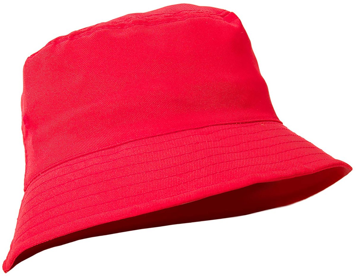 Buckethat - Vissershoedje - Festival hoedje - Zonnehoed - Zonbescherming - Emmerhoed - Hoofddeksel - Katoen - Zomeraccessoire - Volwassenen - Rood - Jonyx
