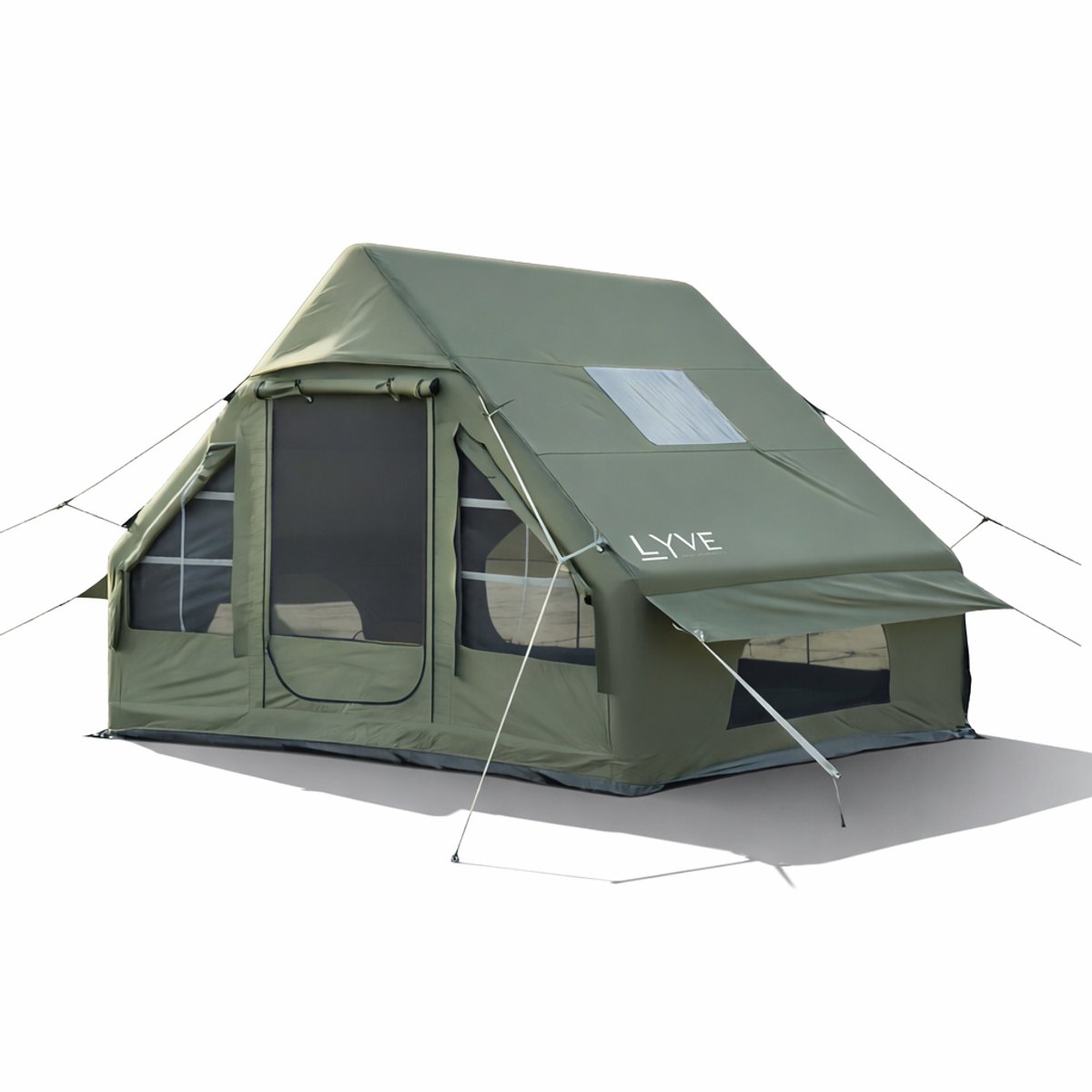 Lyve Opblaasbare Familietent - 4-Persoons - Air-Tent - Verduisterend - 5000mm Waterdicht - Groen