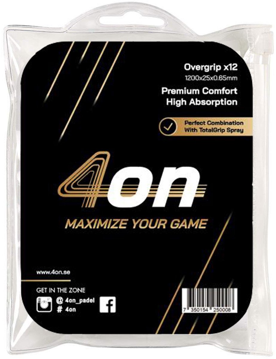 4on Premium Comfort Blister 12 Units Padel Overgrip Zwart