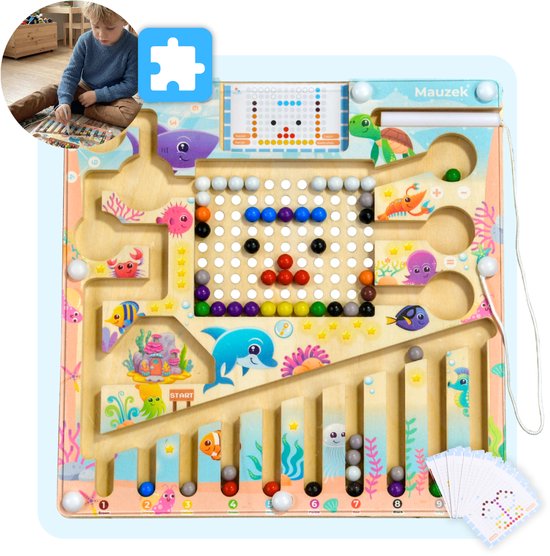 Mauzek® magnetisch doolhof zee – Montessori houten speelgoed