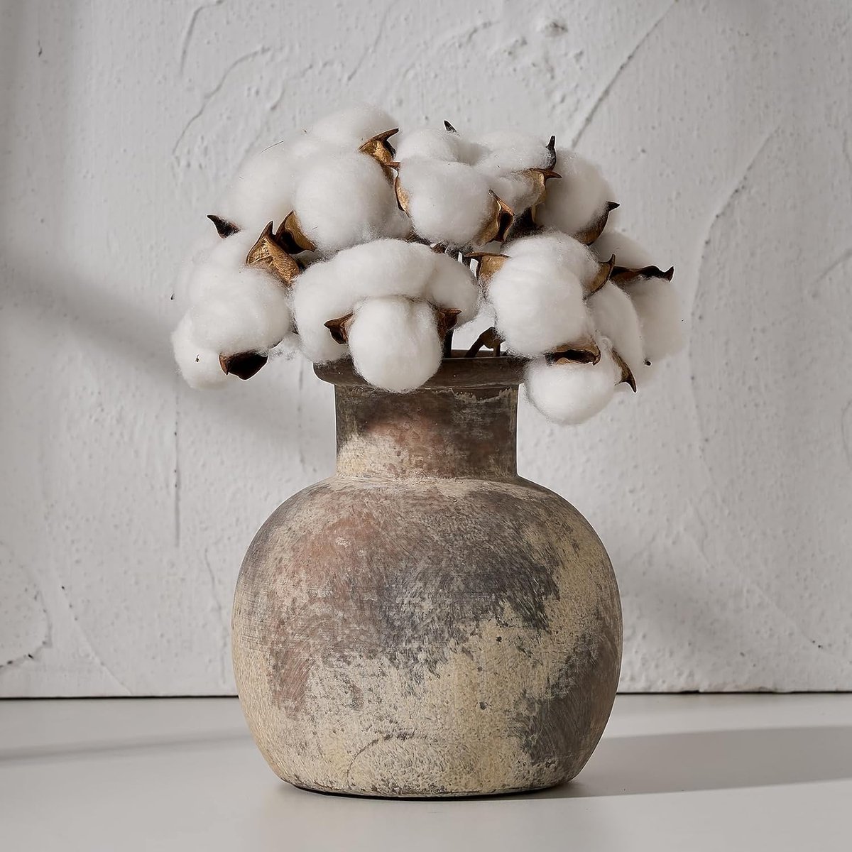 Famanu – Keramische rustieke boerderijvaas van aardewerk, boho terracotta bloemenvaas voor tafel, woonkamer en badkamer