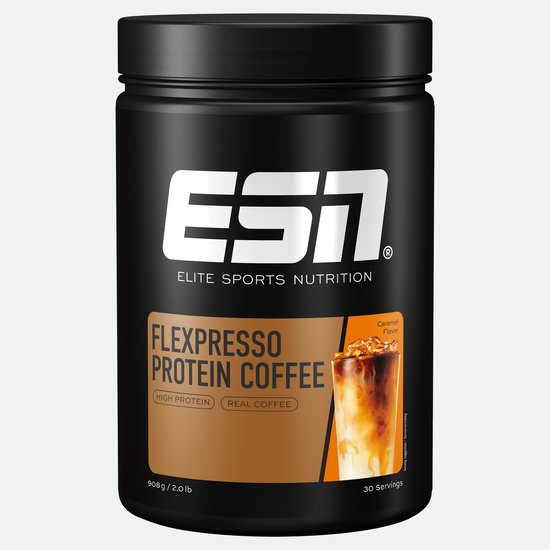 ESN FLEXPRESSO Whey Proteine Poeder, Caramel, 908 g, 30 Porties - Wei Eiwitshake met Koffie & Cafeïne — afbeelding 3