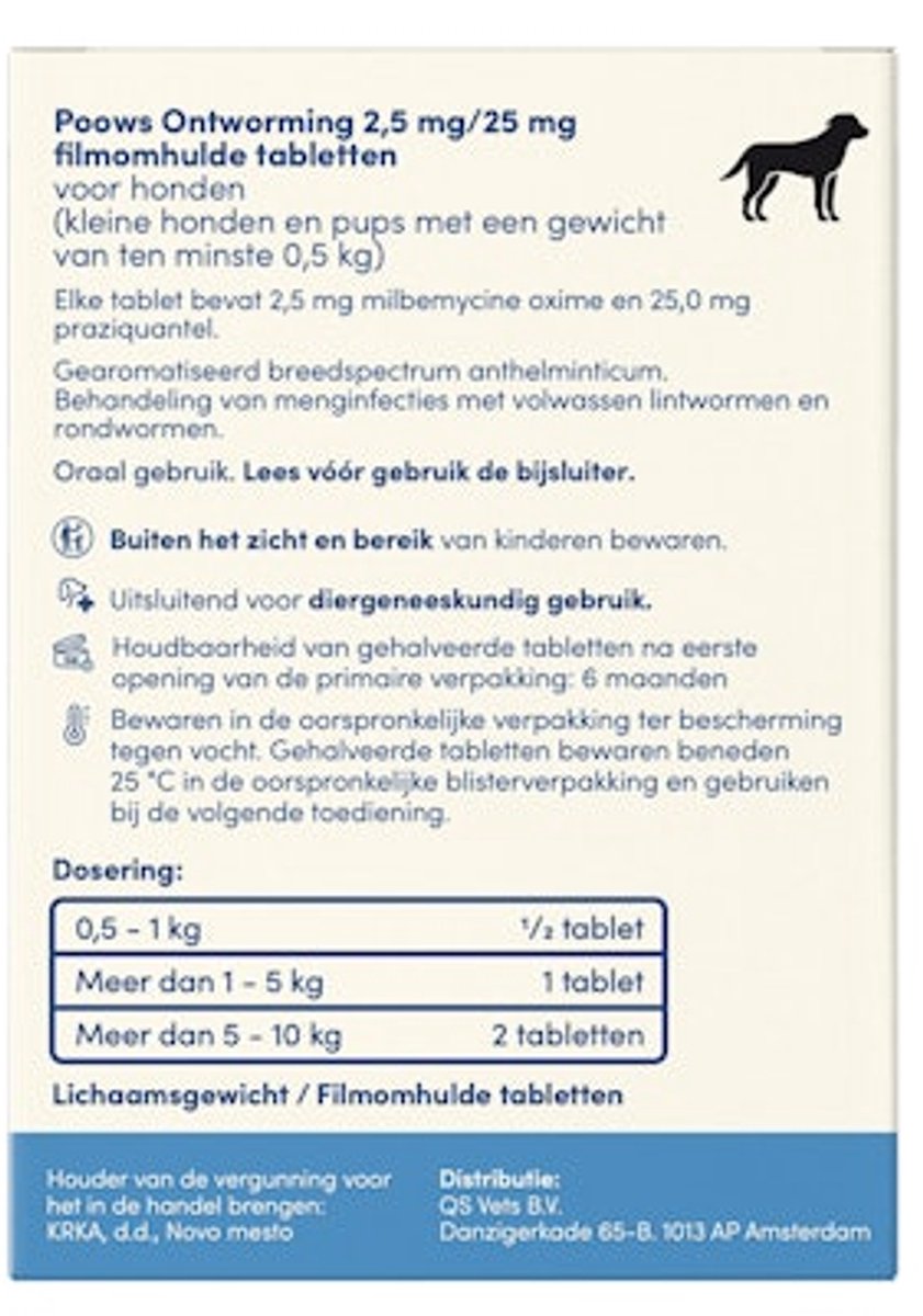 Poows Ontworming Kleine Honden & Pups - 4 tabletten