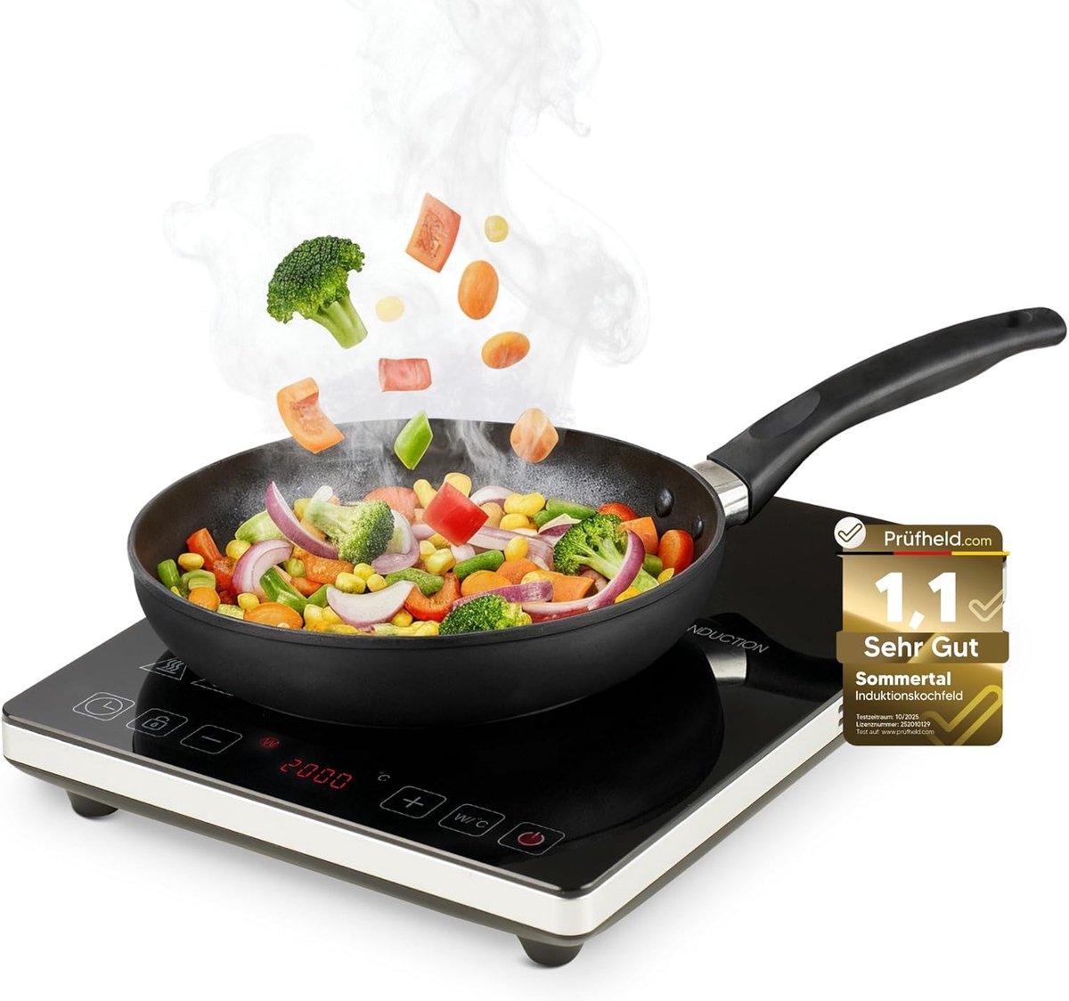 Sommertal inductiekookplaat 1 plaat / 2 plaat 2000W/3500W draagbaar superslank ontwerp tot 240 °C met 4 uur timer, tiptoetsbediening, kinderslot, professionele inductiekookplaat inductiekookplaat