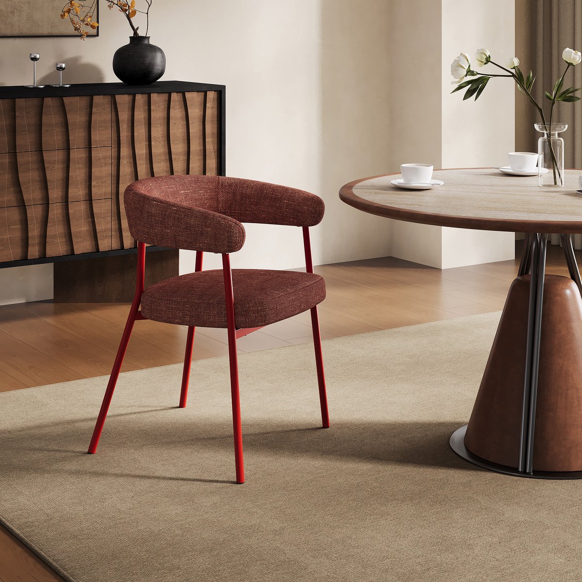 en.casa Eetkamerstoel set van 2 Huk 78x57x56 cm rood [en.casa]