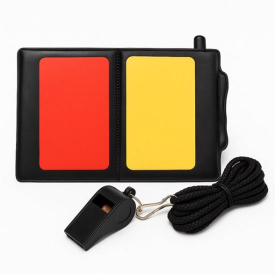 Scheidsrechter Set - Rode & Gele Kaarten - Inclusief Scheidsrechters Fluitje & Notitieboek met Pen - Voetbal Scheidsrechterkaarten - Arbitrage Set - Scheidsrechtersfluitje