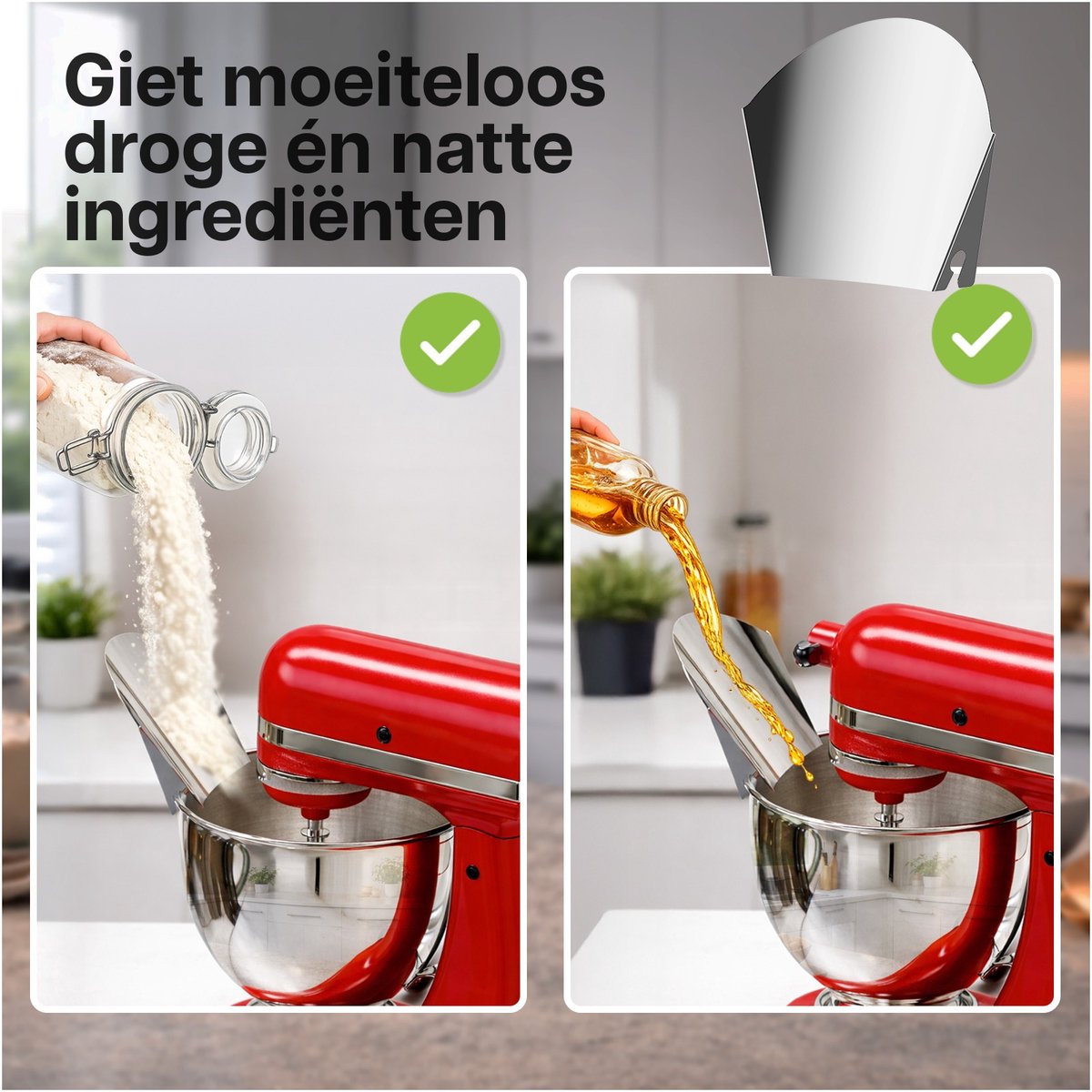 Gietgoot Roestvrij Staal voor KitchenAid 4.5–5 Quart Tilt-Head Stand Mixers Artisan & Classic Series van MMOBIEL – Gietgoot voor KitchenAid – Voorkomt Morsen, Makkelijk in Gebruik, Vaatwasserbestendig thumbnail 2