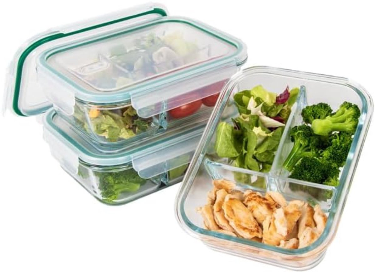 Swiphi® Mealprepbakje - Vershoudbakje - Maaltijdbakje met Deksel - 3Delig - Transparant