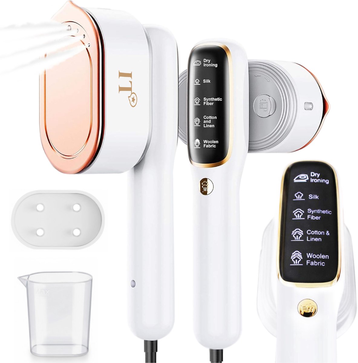IT Living Reisstrijkijzer & Kledingstomer 2-in-1 – Handstomer - Mini Strijkijzer – Stoomapparaat Kleding - LCD Display – 5 Stoomstanden Voor Verschillende Stoffen – Supersnelle Opwarmtijd - Verticaal & Horizontaal Gebruik