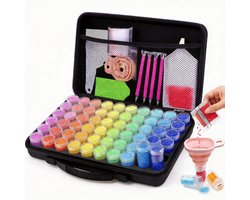BOTC Diamond Painting Opbergdoos - 60 Potjes - 90 Delig Sorteerdoos set Incl. Toolkit - Zwart