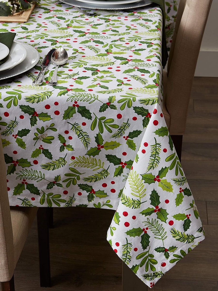 Decoratief Vierkant Tafelkleed voor Kerst en Feestdagen - Tafeldecoratie Kerstgroen