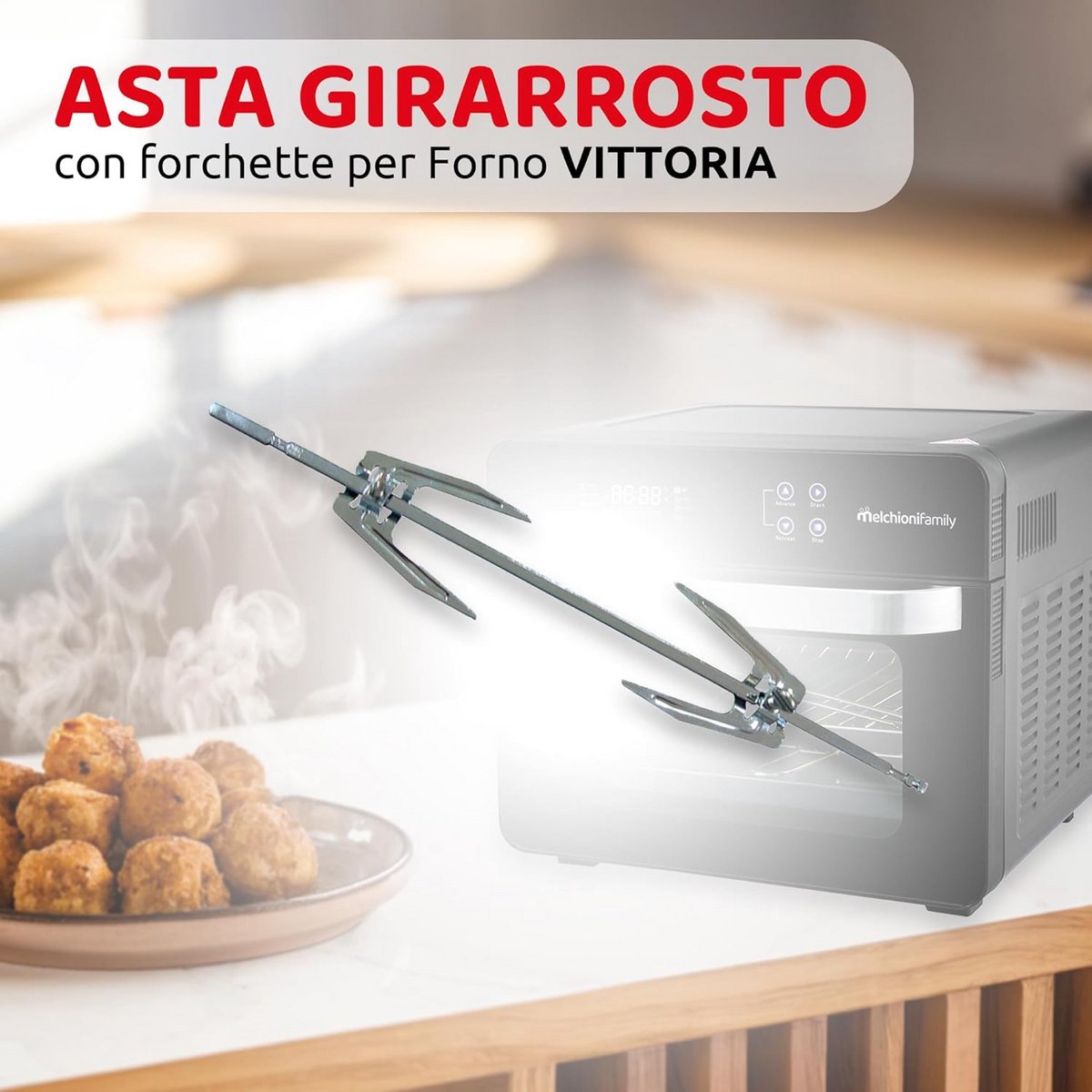 Roterende Spit voor Airfryer en Oven met Vorken voor Gelijkmatig Braden