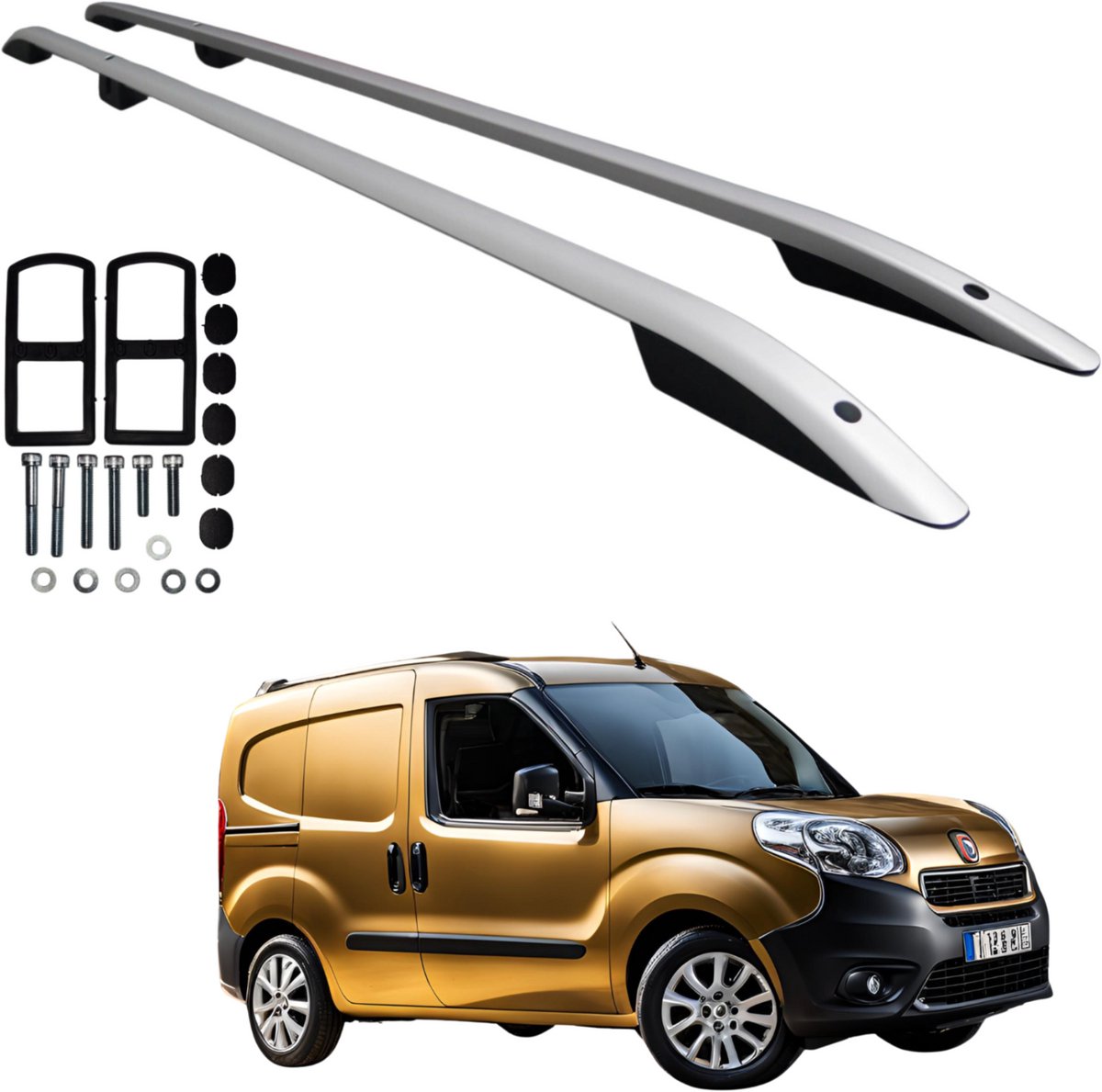 Dakrails voor FIAT DOBLO SHORT (2010-2022) van duurzaam aluminium