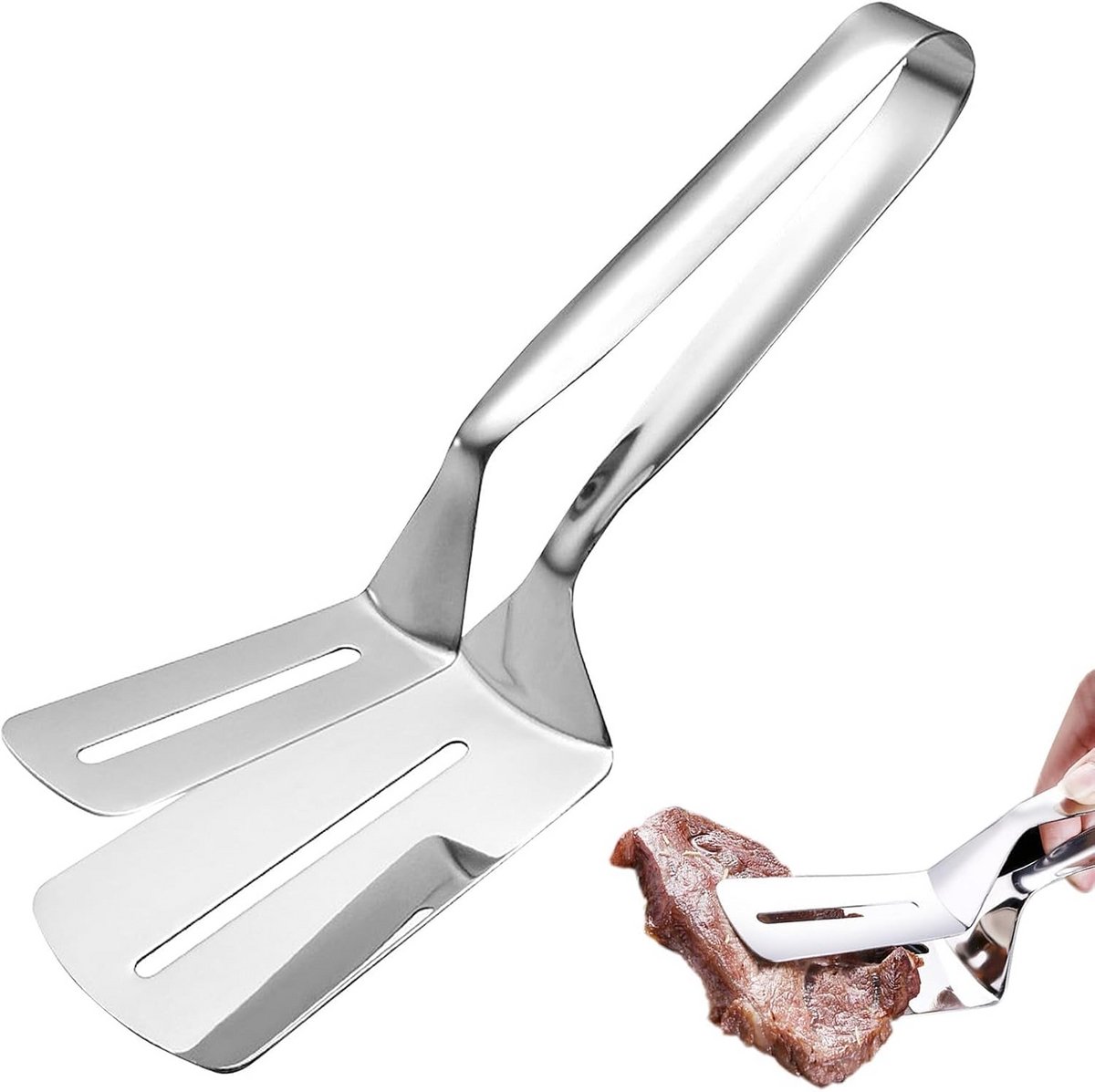 Professionele RVS Keukentang 25cm met Brede Grijper voor BBQ en Serveren