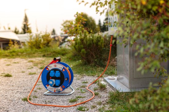 Enrouleur de câble de camping 25 m Garant CEE IP44 (Enrouleur CEE avec câble H07RN- F 3G2,5 orange, pour une utilisation extérieure permanente IP44, fabriqué en Allemagne)
