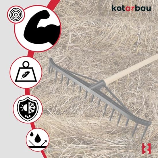 KOTARBAU® Bladhark, Tuinhark, Kunststof Bladhark, 55 cm, met Houten Steel, Lichtgewicht Hark, Ergonomisch Ontwerp, Bladbezem voor Tuin, Zwart & Natuurlijke Houtkleur van Merkloos	 — afbeelding 5
