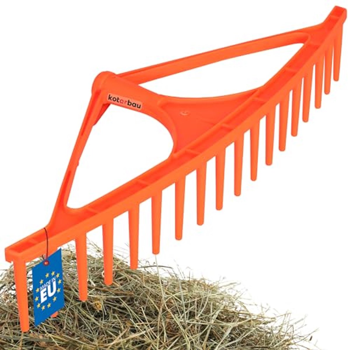 KOTARBAU® Bladhark, Tuinhark, Kunststof, 64 cm, Oranje, 18 Tanden, Bladbezem, Zonder Steel, voor Gras En Heg, Lichtgewicht Hark, Stevige Hark