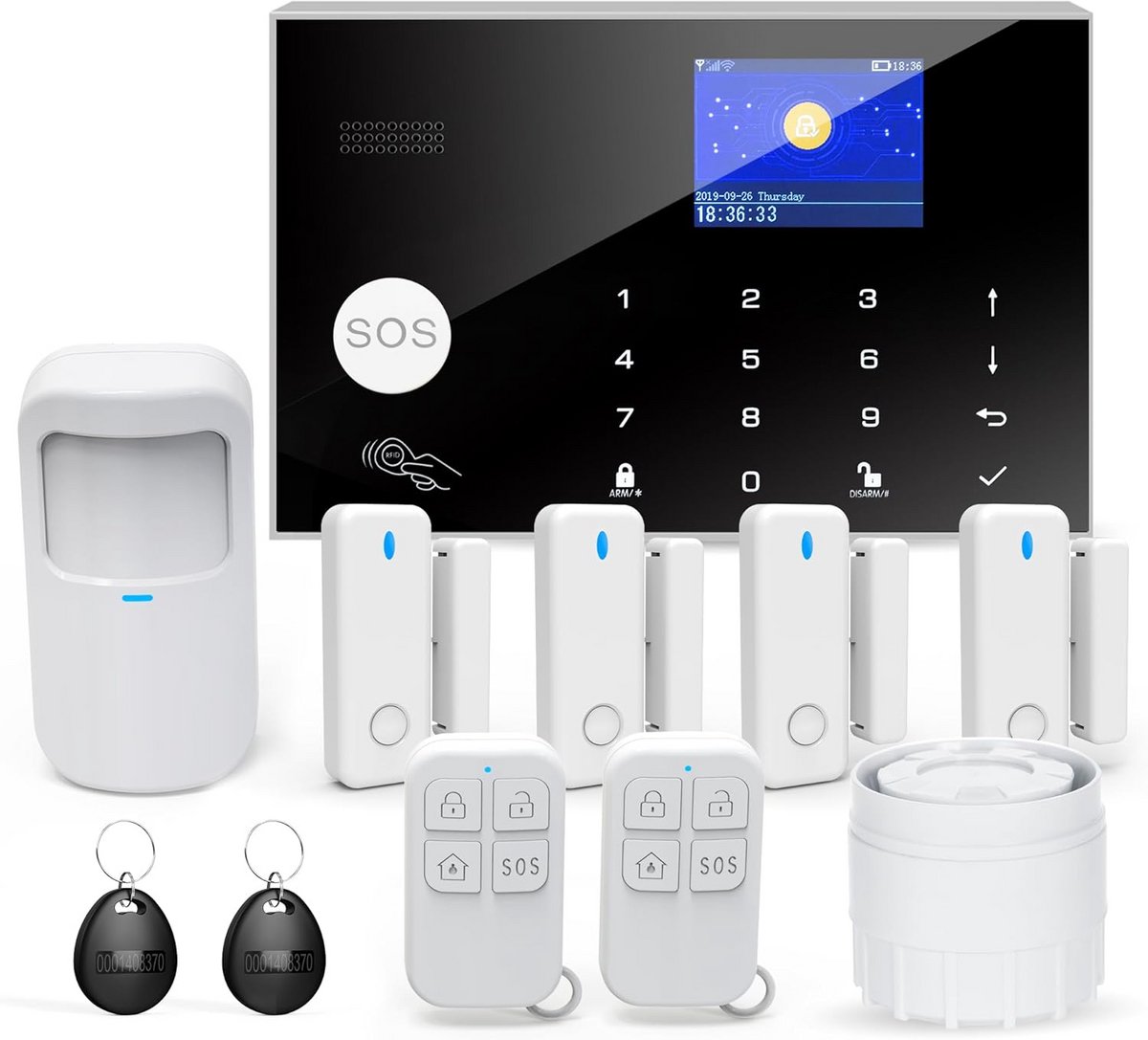 Doe-Het-Zelf Wifi Alarmsysteem Thuis met Telefoonalarm & Alexa/Google Connectiviteit - 12 Delige Set
