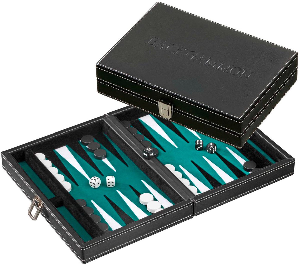 Philos Backgammon Kassette Tinos Klein Magnetisch (Groen)
