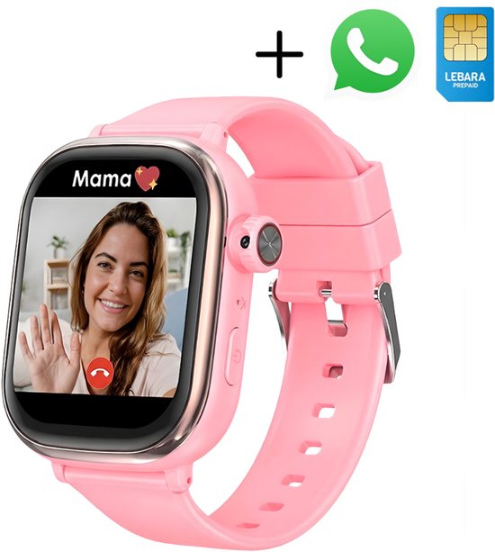 Smartwatch Kids met GPS & 4G – Video Bellen, Whatsapp en Nano SIM – GPS Kinder Horloge Kind Meisje - Smartwatch Kinderen Met Simkaart – SOS Functie, WiFi & Bluetooth