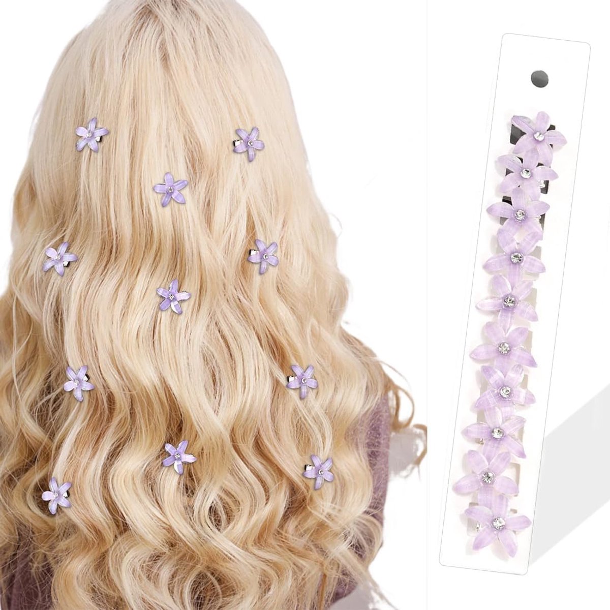 10 Stuks Paarse Haarspelden met Strass Steentjes voor Dames en Meisjes