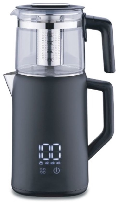 Korkmaz Demmatik | Elektrische theepot - Digitaal touchscreen - 1.7 Liter - Rvs - 1500W - Droogkookbeveiliging
