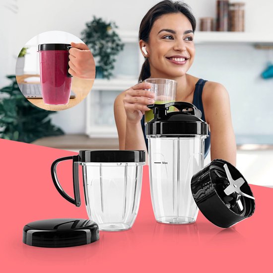 GOURMETmaxx Nutrition Mixer 1000 Watt - Smoothiemaker met deksel voor onderweg - Standmixer met mixbeker & vershouddeksel - ideaal om te bewaren - Standmixer met accessoire set L voor shakes, smoothies enz. van Merkloos — afbeelding 2