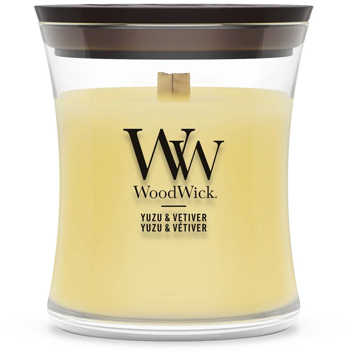 WoodWick Hourglass - Yuzu Vetiver - Mini Geurkaars - Tot 30 branduren Geel