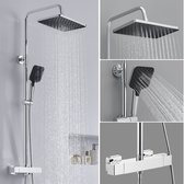 Auralum Max Regendouche met Thermostaatkraan - Ø 30 cm Douchekop - 3 Stralen Handdouche - Regendoucheset - Verstelbare Hoogte 90-125 cm - Doucheset - Chroom