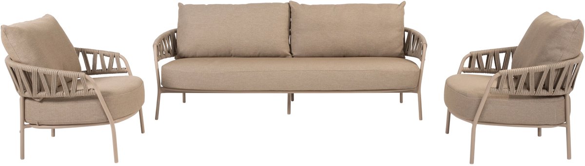 4 Seasons Outdoor Calma loungebank met Salute koffietafel - latte