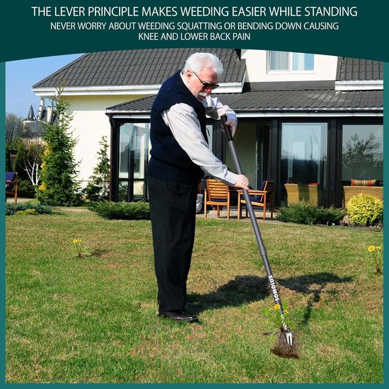 Onkruidtrekker Tool Stand-up Onkruid Remover-52 Inch met Metalen Handvat-Roestvrij Stalen Klauw-Tuinieren Handmatig Gereedschap-Buigen Knielen Niet Nodig-Paardebloem Verwijderaar van Walensee — afbeelding 3